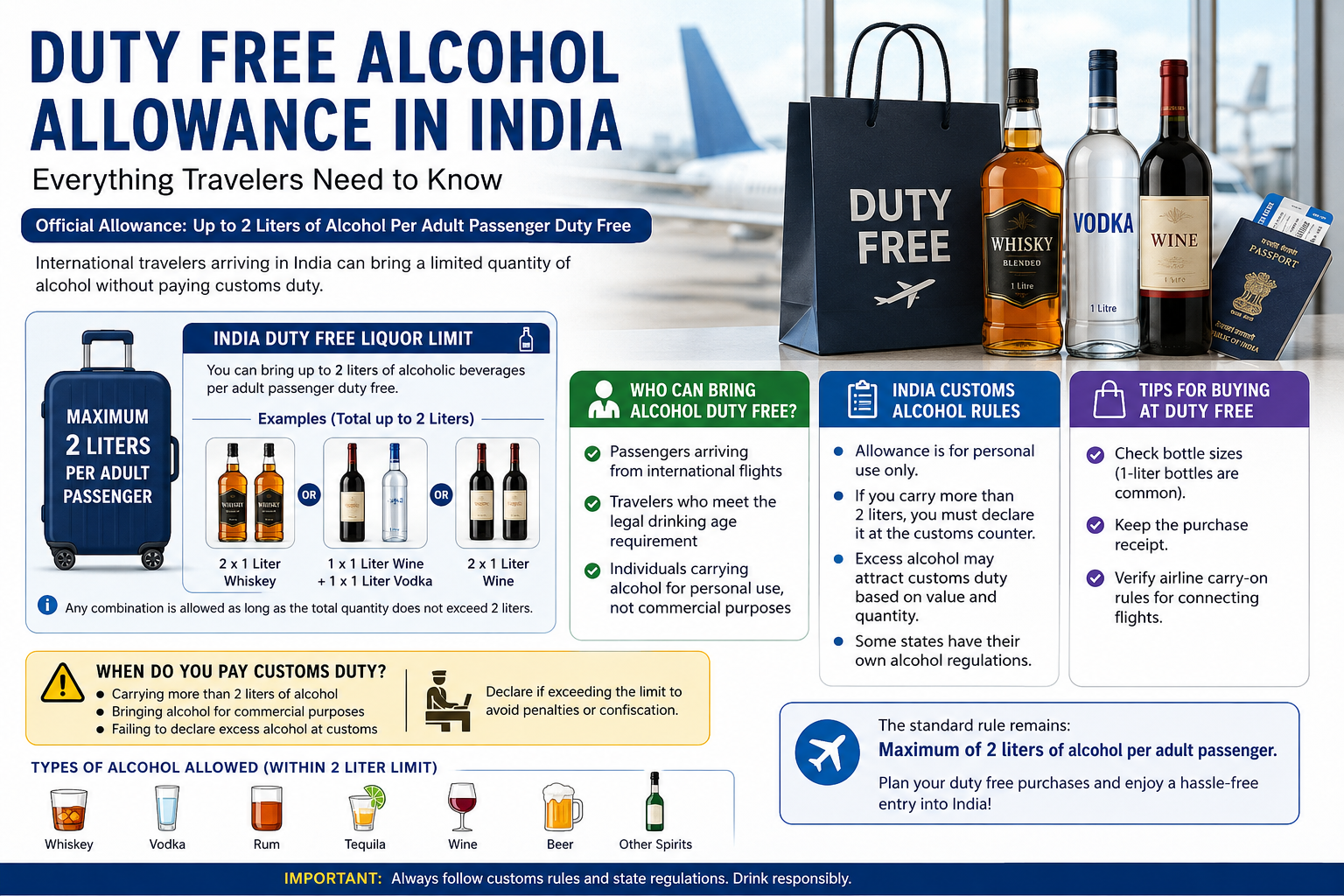 Duty free alcohol allowance in India