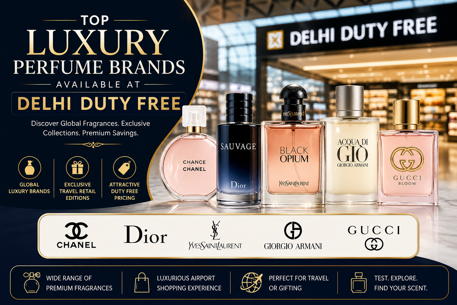Luxury perfumes at Delhi Duty Free