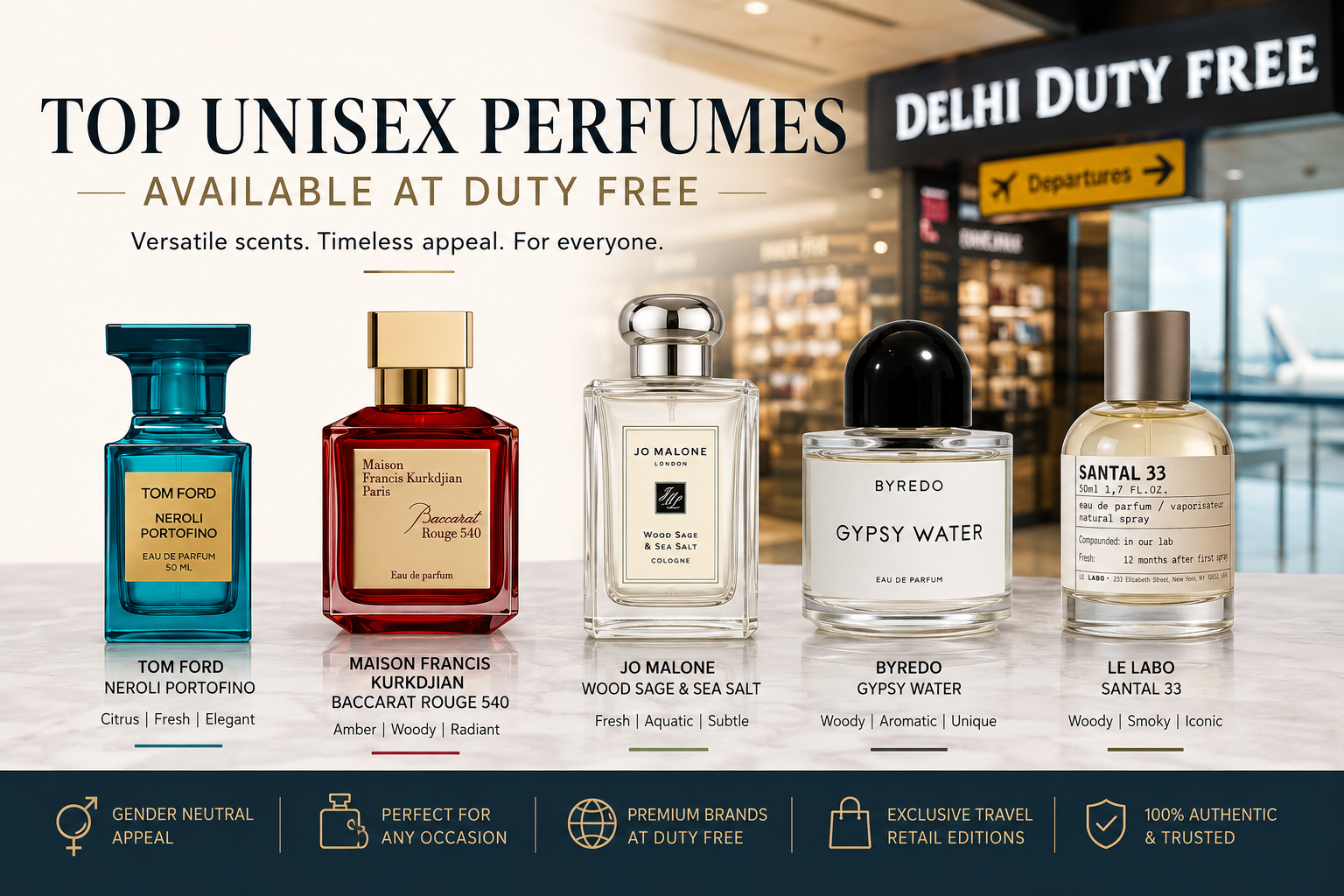 Top unisex perfumes at duty free