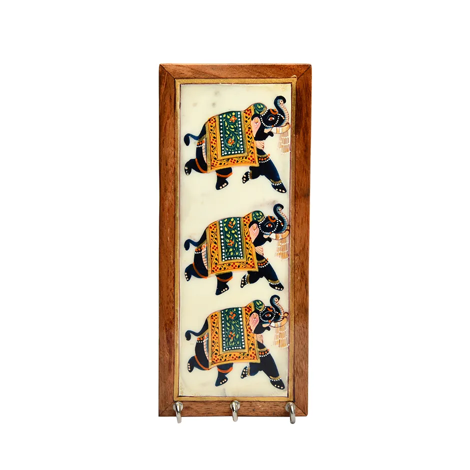 Hand Painted Wood Stone Wall Hanging Souvenir Vertical