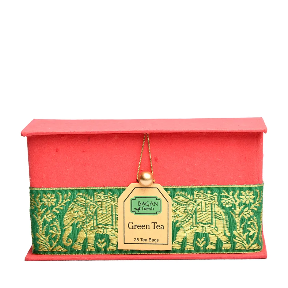 Green Tea Bags in a Black Hand Made Paper Box (25x2gms)