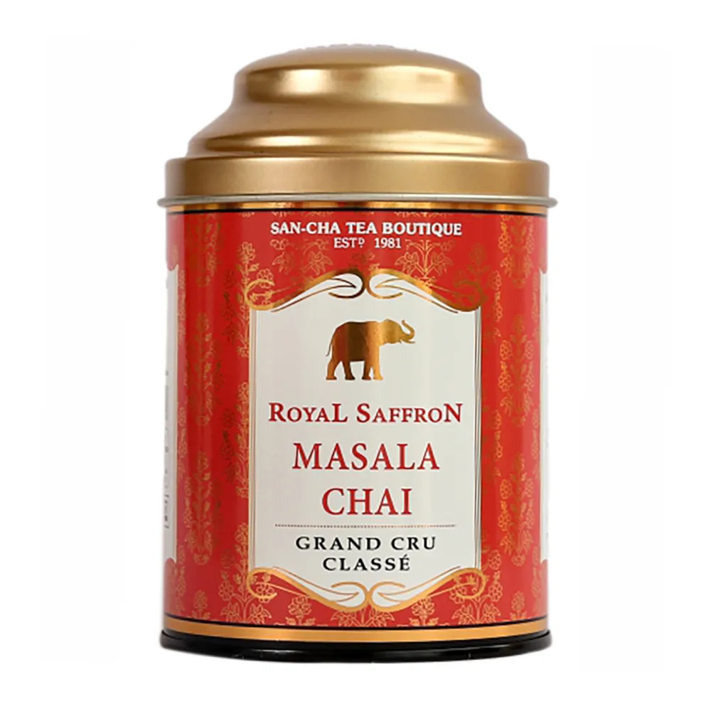 Sancha Royal Saffron Masala Chai Tea in tin can 100gms