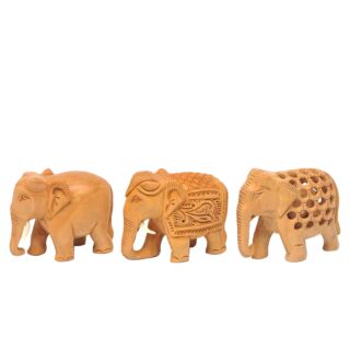 Hand Painted Wood Elephant Combo 2 Inch