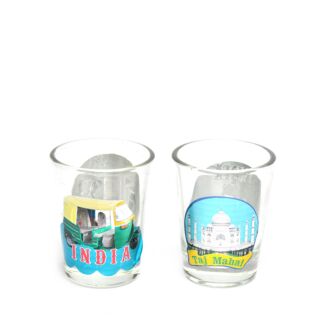 Printed Shot Glass Taj Set 2 Pieces