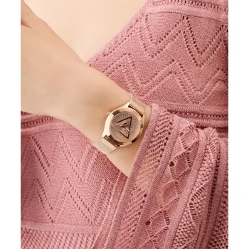 GUESS W Round Steel Mesh Rose Gold