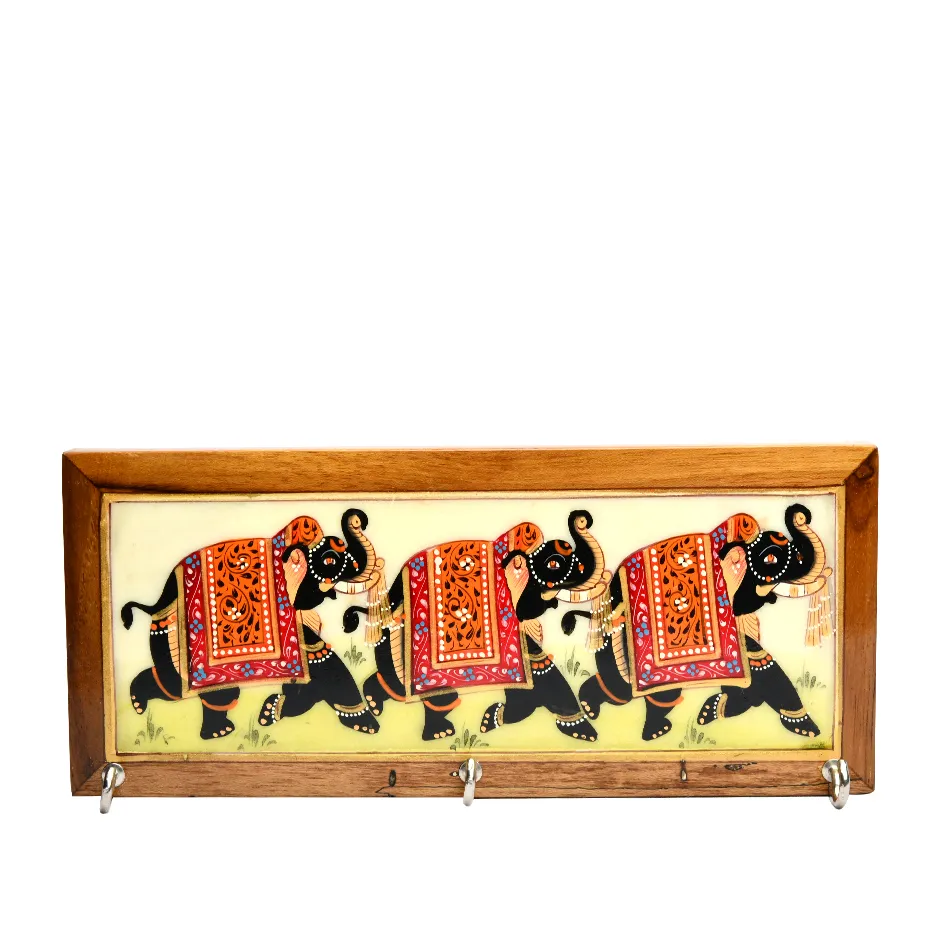 Hand Painted Wood Stone Wall Hanging Souvenir Horizontal