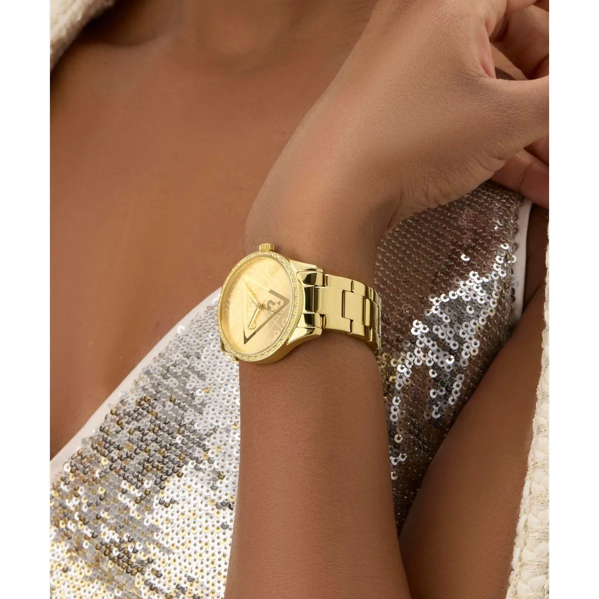 Guess Women Champagne Stainless Steel Watch